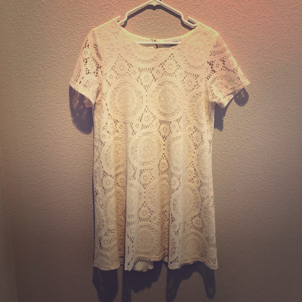 Cream colored lace, lined dress